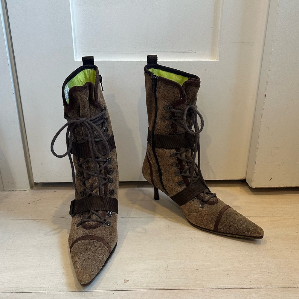 Vintage Diesel Brown Suede Heeled Boots